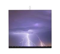 Lightning Storm Dish Drying Mat, 16 x 18, Highly Absorbent, Suitable for Kitchen Dish, Drain Rack, Coffee Bar, Hangable