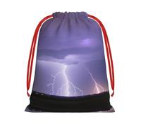 Lightning Storm Drawstring Gift Bag Christmas Fabric Pouch for Holiday PresentsL