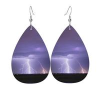 Lightning Storm Leather Earring. Stylish teardrop shape, perfect for women, and a great decorative choice for parties and holidays.