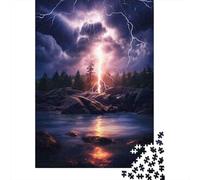 Lightning Storm Over Lake Puzzles 1000 Piece for Adults Jigsaw Puzzles Jigsaw Puzzle Game for The Whole 38x26cm/1000pcs