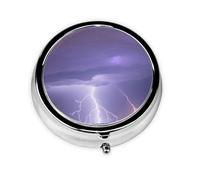 Lightning Storm Round Pill boxï¼ŒPill Boxï¼Œ Portable On-The-Go Pocket Pharmacy,