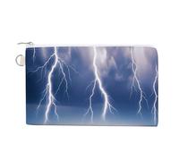 Lightning Storms Over Sea Custom Canvas Coin Purse Change Wallet Bag Small Makeup Bags for Men Women 7.5 X 4.6 Inch