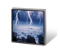 Lightning Storms Over Sea Custom Lapel Pins Square Brooch Tie Suit Dress Accessories for Men Women Wedding Birthday
