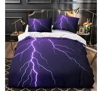 Lightning Strike Duvet Cover 3D Print Breathable 3-Piece Bed Set Hidden Zipper Electric Storm Effect Comforter Cover Luxury Durable for Teens Adults Kids Women Girls Boys Super king（260x220cm）
