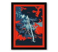 Lightning Strike Modern Framed Wall Art Print A1 (84.1×59.4cm) Black, Wall Decor for Living Room, Bedroom, Office & Home, Ready to Hang, Art Gift