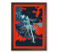 Lightning Strike Modern Framed Wall Art Print A1 (84.1×59.4cm) Walnut, Wall Decor for Living Room, Bedroom, Office & Home, Ready to Hang, Art Gift