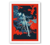 Lightning Strike Modern Framed Wall Art Print A2 (59.4×42cm) White, Wall Decor for Living Room, Bedroom, Office & Home, Ready to Hang, Art Gift