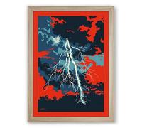 Lightning Strike Modern Framed Wall Art Print A3 (42×29.7cm) Oak, Wall Decor for Living Room, Bedroom, Office & Home, Ready to Hang, Art Gift