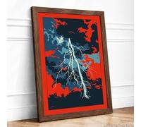 Lightning Strike Modern Framed Wall Art Print A4 (29.7×21cm) Walnut, Wall Decor for Living Room, Bedroom, Office & Home, Ready to Hang, Art Gift
