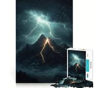Lightning Strike Mountain 1000 Piece Jigsaw Puzzle for Teenagers Decompress Tight Connection Fun Challenge Art Display (38x26cm)