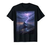 Lightning Strike Mountain Cliff Thunderstorm Landscape T-Shirt