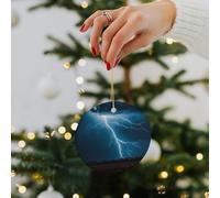Lightning Strikes, Thunderstorms Ceramic Christmas Ornaments - 2.8 Inch Round Double-Sided Xmas Tree Decorations with Gold Ribbon for Home Holiday Decor, Gift for Family & Friends