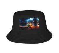 Lightning Tennis Adult Bucket Hat Sun Protection Cap Sunshade Fisherman Hat Print Fishing Cap for Women Men Black