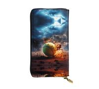 Lightning Tennis Long leather wallet, portable credit card holder, zippered coin purse, and ID compartment