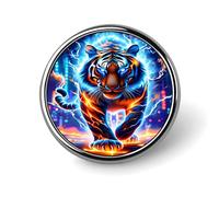 Lightning Tiger Badge Round Badge Pin Button Lapel Pin Print Brooch Gifts for Men Women 1 Inch