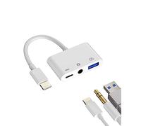 Lightning to 3.5mm Headphone AUX Jack Dongle(3in1)USB Charger Cable for iPhone Adapter Audio OTG for iPad for Apple 13 12 11 Pro Max Xr X 8 7 Camera Memory Stick Flash Drive Card Reader Mouse Keyboard