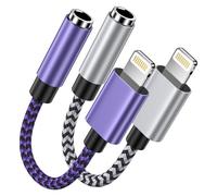 Lightning to 3.5mm Headphone Jack Adapter, 2 Pack iPhone to Aux Adapter, Apple Earphone Adaptor, Compatible with iPhone 14/13/12/11/XS/XR/X /8, i Pad Pro/Mini, Headset, Support Music Control