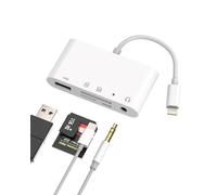 Lightning to 3.5mm Headphone Jack SD TF Card Reader USB OTG Charger Adapter(5in1)for Apple IPhone Ipad Micro SD Camera Memory Stick Flash Drive Mouse Keyboard Dongle AUX Audio Charging Cable Splitter