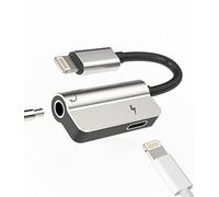 Lightning to 3.5mm Jack Dongle(2in1)Charger Cord iPhone Aux Adapter for Headphone Audio Splitter Cable Apple MFI Certified Charging for 7 8 X Xr 13 12 11 14 ProMax Ipad Music Earphone Earbud Connector