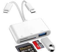 Lightning to SD Card Reader, 3 in 1 SD Card Reader for iPhone 16 15, USB C Lightning to SD Micro S-D C-ard R-eader USB Port Adapter, Compatible for Samsung Camera Memory Transfer OTG
