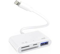 Lightning to SD Card Reader for iPhone,Camera 4 in 1 USB Female OTG Adapter Compatible SD/TF Card, Memory Card Reader Portable USB 3.0,Sd Card with Fast Charging Port