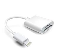 Lightning to SD & TF Card Reader Adapter, Apple MFi Certified 2 in 1 Micro SD TF Memory Card Dual Slot Dongle Cord for iPhone 14 13 12 11 X XS XR 8 7 Plus, iPad, Plug and Play