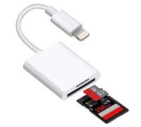 Lightning to SD TF Card Reader for Select iPhone, iPad Models (Support iOS 16 and Before), Trail Game Camera Viewer, No App Required (White)