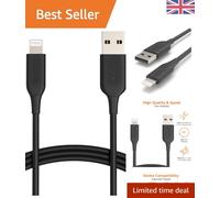 Lightning to USB-A Cable - MFi Certified iPhone Charger, Black, 0.9m Tangle Free