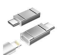 Lightning to USB C Adapter, 2 Pack USB-C Male to Lightning Female Adapter for iPhone 15/15 Pro/15 Pro Max/15 Plus/MacBook/iPad/Laptop/Samsung, Only Supports Charging and Data Transmission (Silver)