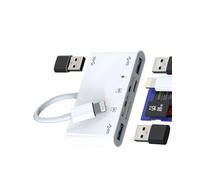 Lightning to USB OTG TF SD Card Reader Charger Dongle (6in1)for Apple iPhone Adapter Cable Micro SD Camera Mouse Keyboard Memory Viewer Flash Drive Stick Cord Converter Compact Photography Accessorie