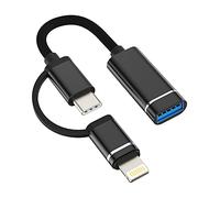 Lightning USB C to USB-A Jack Adapter for iPhone OTG Cable Type C Thunderbolt Plug for Keyboards Stick Mouse Hub Accessories for 14 13 12 Pro Max 8 7 Plus compatible for Samsung MacBook for iPad