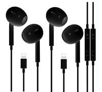 Lightning Wired Earphones 2 Pack, Apple MFi Certified In-Ear Wired Earbuds for iPhone 14/14 Plus/13/12/11/8/7 X Pro Max,iPad, Lightning Headphones with Microphone and HiFi Stereo (Black)