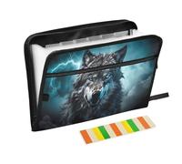 Lightning Wolf Expanding File Folder A4,13 Pockets File Organiser, Paperwork A4 Plastic Wallet Document Storage Expander for School,Office and Home