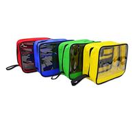 Lightning X Products Premium Colour Coded First Aid Kit Accessory Bags Extra Large Zipper Pocket with Clear Window 4 Pack for EMT, Trauma, IFAK Medic Kits