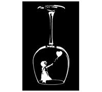 LightningSigns Banksy Girl Balloon Wine Glass Wall Art Vinyl Stickers Kitchen Dining Mural (White)