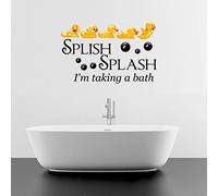 LightningSigns Bath Time Ducks Splish Splash Quote Kids Wall Stickers Art BATHROOM (Black)