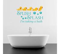 LightningSigns Bath Time Ducks Splish Splash Quote Kids Wall Stickers Art BATHROOM (Teal)