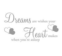LightningSigns Dreams are wishes Inspirational quote Lounge Bedroom Wall Art Sticker Decal LSWA7007 (Grey, small(580mmx314mm))