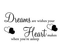 LightningSigns Dreams are wishes Inspirational quote Lounge Bedroom Wall Art Sticker Decal LSWA7007 (Black, Medium(1074mmx580mm))