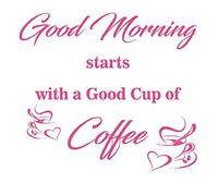 LightningSigns Good Morning Good Cup Coffee wall quote kitchen sticker vinyl wall art LSWA89 (Pink)