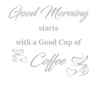 LightningSigns Good Morning Good Cup Coffee wall quote kitchen sticker vinyl wall art LSWA89 (Silver)