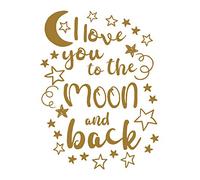 LightningSigns I love you to the moon & back Nursery Child's Bedroom wall art sticker decal (Gold)