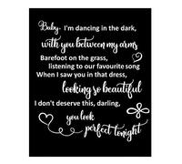 LightningSigns Perfect Ed Sheeran Love song Lyrics wedding wall art Home Decor sticker decal (White)