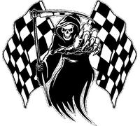 LightningSigns Racing Grim Reaper Skull Chequered Racing Flag Car Bike Van Sticker LSGRChq (Large)