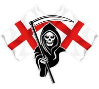 LightningSigns Racing Grim Reaper Skull England Flag Car Sticker #2 Small