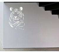 LightningSigns Tiger face Animal cat wild sticker vinyl decal wall art (Large (580mm W x 868mm H), White)