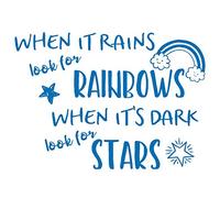LightningSigns When It Rains Look For Rainbows When Its Dark Look For Stars Wall Quote (Blue)