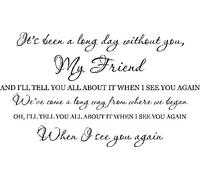 LightningSigns Wiz Khalifa ft Charlie Puth See you Again Music Friend Wall Art Vinyl Sticker (Matte Black)