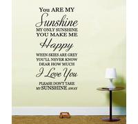 LightningSigns You are my sunshine inspirational quote Nursery Rhyme Lounge Bedroom Wall Art Sticker Decal HSSW1 (lime green, Small 26cm w x 50cm h)