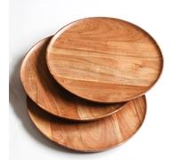 Lightnpro Acacia Round Wooden Charger Plates - Appetizer, Centerpiece Tableware, Service Plates for Salad, Sandwiches, Burgers, Dinner, Lunch, Weddings, Catering - Set of 4, 10 Inch, Natural